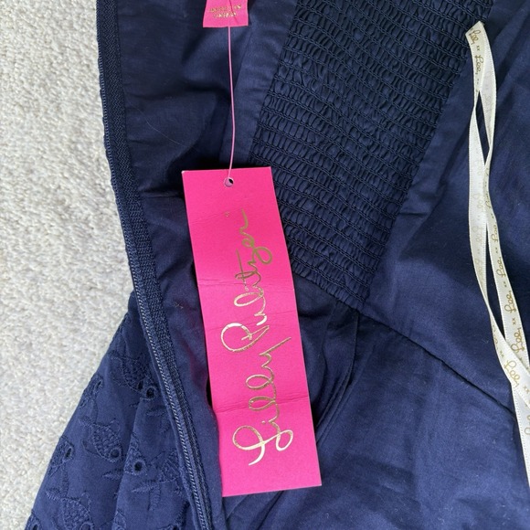 Lilly Pulitzer Cyndi Halter Dress True Navy Fishy Eyelet Size 00 $198 retail NWT - Picture 4 of 16